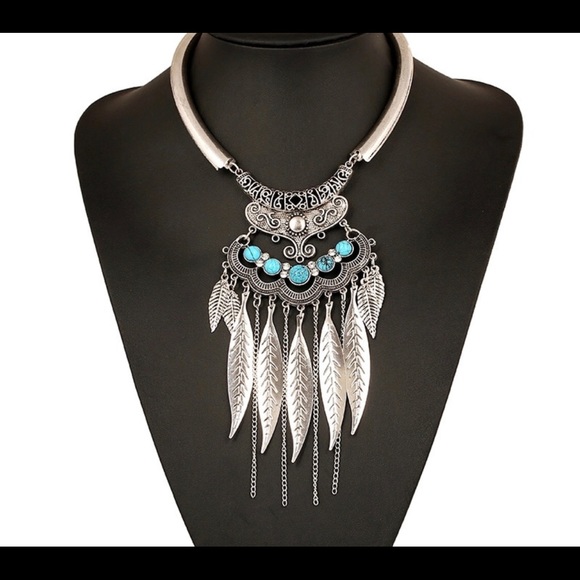 Jewelry - Boho Silver Toned Statement Necklace turquoise Jewelry - Boho Silver Toned Statement Necklace turquoise